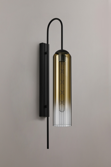 Callow Wall Light Satin Black with Gold Fade Glass