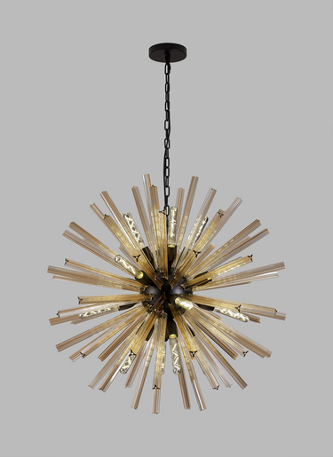 Rigel 16 Light Matt Black and Champagne Gold