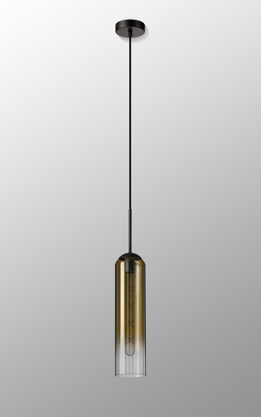 Callow Single Pendant Satin Black with Gold Fade Glass