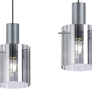 Madison Linear 3 Light, Dark Grey with Wide Ribbed Smoked Glass