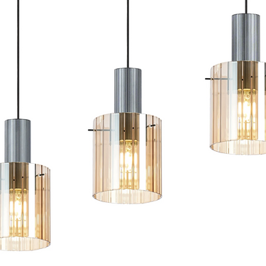 Madison Linear 4 Light, Dark Grey with Wide Ribbed Amber Glass