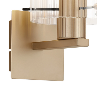Madison Single Wall Light, Light Gold with Wide Ribbed Clear Glass