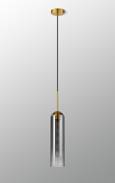 Callow Single Pendant Brass Gold with Smoke Fade Glass