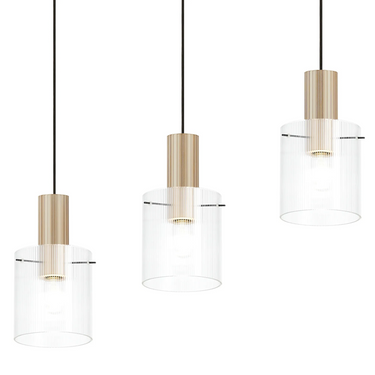 Madison Linear 4 Light, Light Gold with Narrow Ribbed Clear Glass