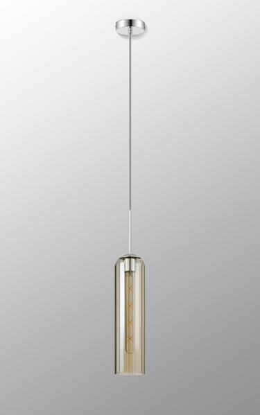 Callow Single Pendant Polished Nickel with Cognac Glass