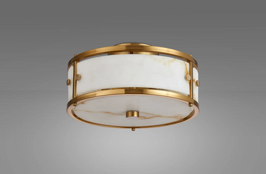 Sienna Small Flush, Brown Alabaster and Brass Finish - IP44