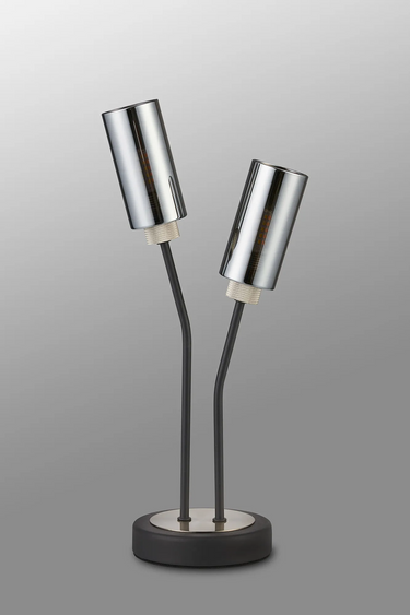 Mason 2 Light Table Lamp, Satin Nickel/Anthracite & Smoked Glass