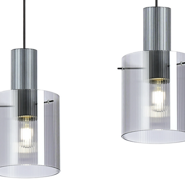 Madison Linear 3 Light, Dark Grey with Narrow Ribbed Smoked Glass