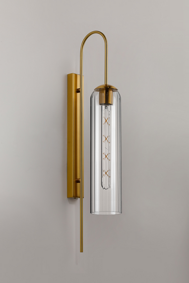 Callow Wall Light Brass Gold with Clear Glass