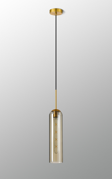Callow Single Pendant Brass Gold with Cognac