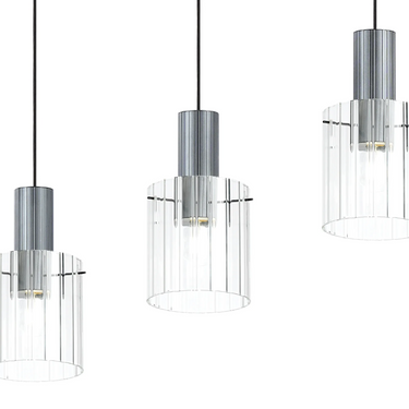 Madison Linear 4 Light, Dark Grey with Wide Ribbed Clear Glass