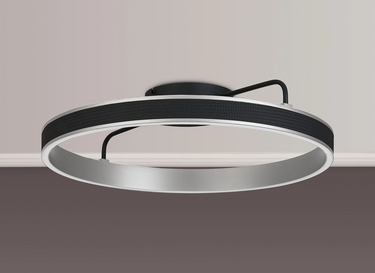 Tanner 60cm Round LED Flush, Black & Brushed Antique Silver Finish
