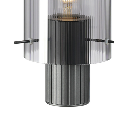 Madison Small Table Lamp, Dark Grey with Narrow Ribbed Smoked Glass