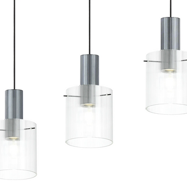 Madison Linear 4 Light, Dark Grey with Narrow Ribbed Clear Glass