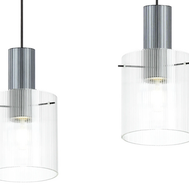 Madison Linear 3 Light, Dark Grey with Narrow Ribbed Clear Glass