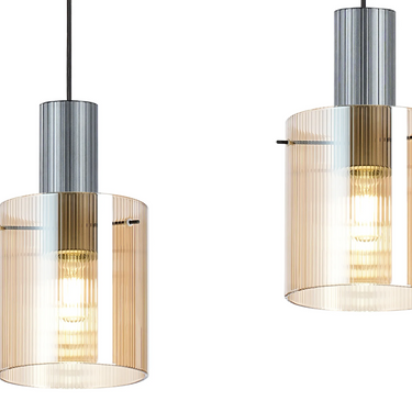 Madison Linear 3 Light, Dark Grey with Narrow Ribbed Amber Glass
