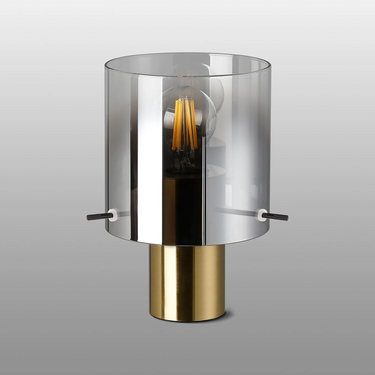 Manhattan Small Table Lamp in Brass with Smoked Ombre Glass