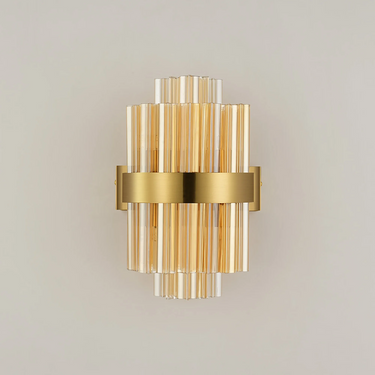 Exolon 4 Light Wall Bracket, Brass Finish with Amber Sculpted Glass