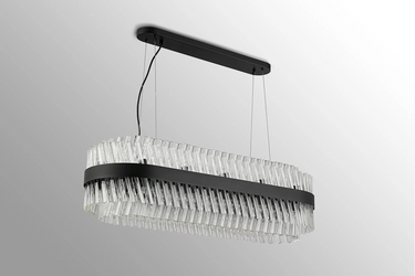 Exolon 24 Light 1m Linear Pendant, Satin Black Finish with Clear Sculpted Glass