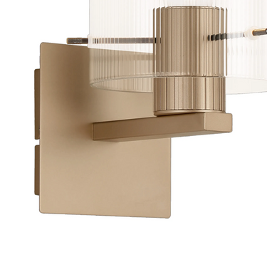 Madison Single Wall Light, Light Gold with Narrow Ribbed Clear Glass