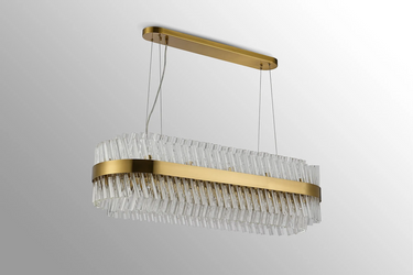Exolon 24 Light 1m Linear Pendant, Brass Finish with Clear Sculpted Glass