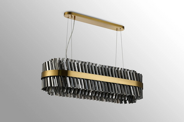 Exolon 24 Light 1m Linear Pendant, Brass Finish with Smoked Sculpted Glass