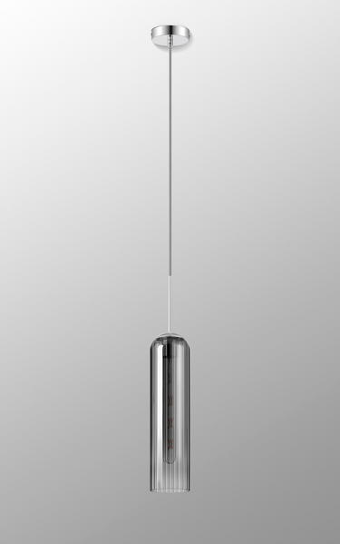 Callow Single Pendant Polished Nickel with Smoke Fade Glass