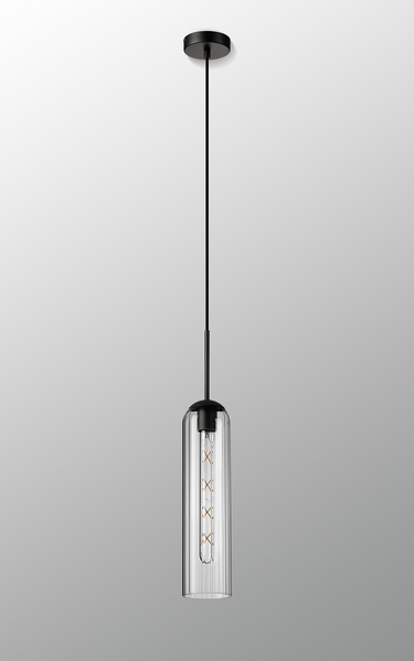 Callow Single Pendant Satin Black with Clear Glass