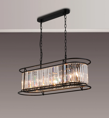 Dynasty 7 Light Dual Mount Linear Pendant Satin Black