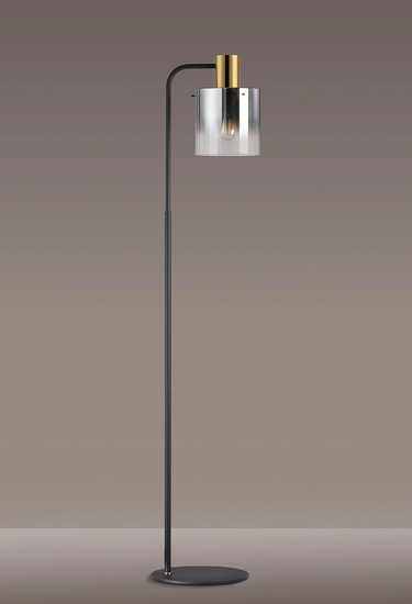 Manhattan Floor Lamp in Brass with Smoked Ombre Glass