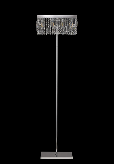 Layla 4 Light Floor Lamp, Polished Chrome with Clear Crystal