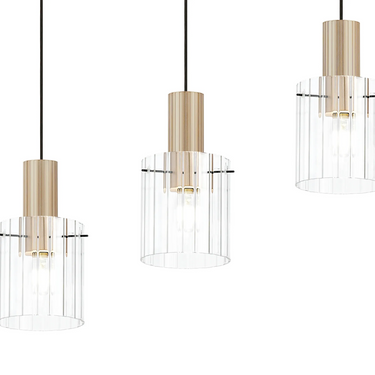 Madison Linear 4 Light, Light Gold with Wide Ribbed Clear Glass