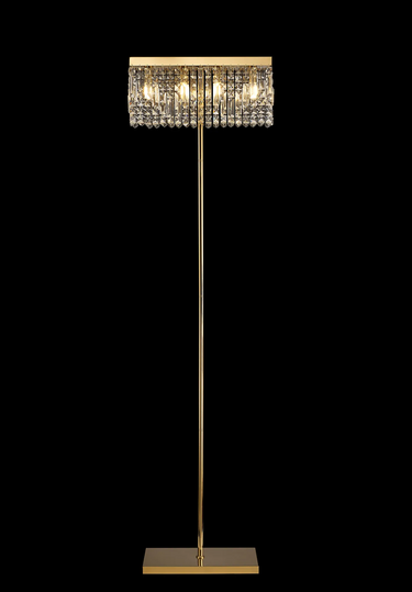 Layla 4 Light Floor Lamp, Gold with Clear Crystal