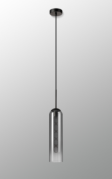 Callow Single Pendant Satin Black with Smoke Fade Glass