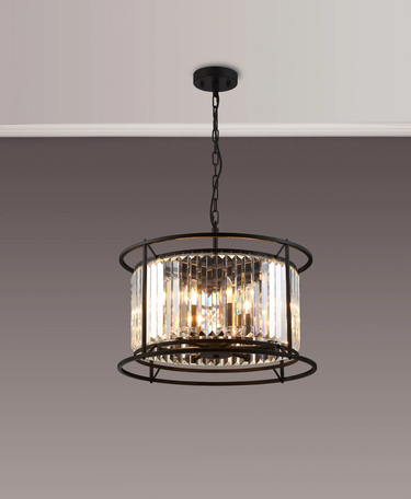 Dynasty 6 Light Dual Mount Pendant Satin Black