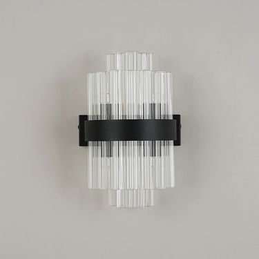 Exolon 4 Light Wall Bracket, Satin Black Finish with Clear Sculpted Glass