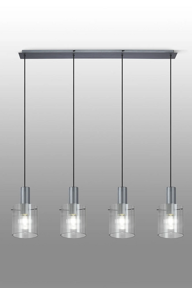 Madison Linear 4 Light, Dark Grey with Narrow Ribbed Smoked Glass