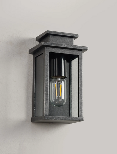 Abbot Small Black and Silver Wall Light, IP44