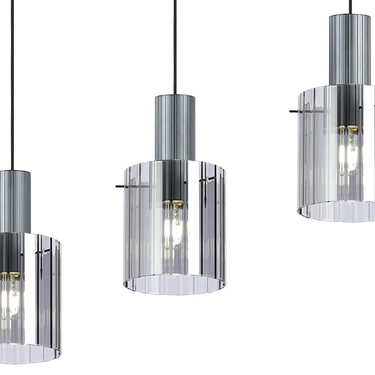 Madison Linear 4 Light, Dark Grey with Wide Ribbed Smoked Glass