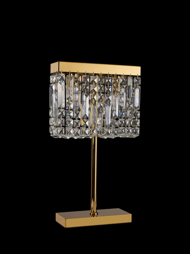Layla 2 Light Table Lamp, Gold with Clear Crystal