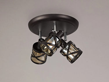 Emery 3 Light Spot, Oiled Bronze with Amber Glass