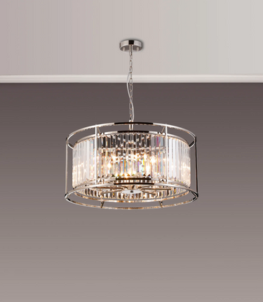 Dynasty 8 Light Dual Mount Pendant Polished Nickel