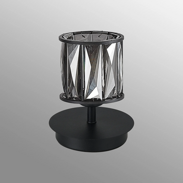 Miles Small Touch Lamp - Matt Black with Smoked Crystal Shade