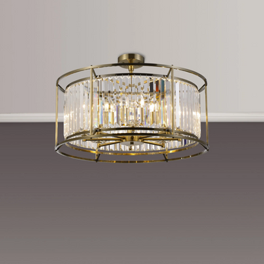 Dynasty 8 Light Dual Mount Pendant Antique Brass