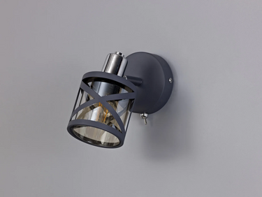 Emery Single Spot, Matt Grey with Cognac Glass