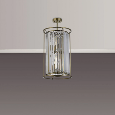 Dynasty 6 Light Dual Mount 2 Tier Lantern Antique Brass