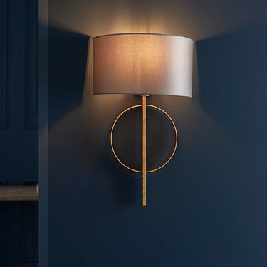 Cortez Wall Lamp Antique Gold Leaf & Mink Satin Shade