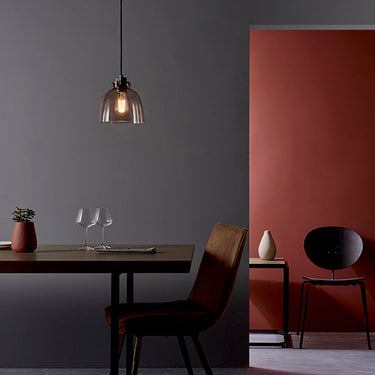 Valve Single Pendant Gunmetal & Smokey Grey Glass