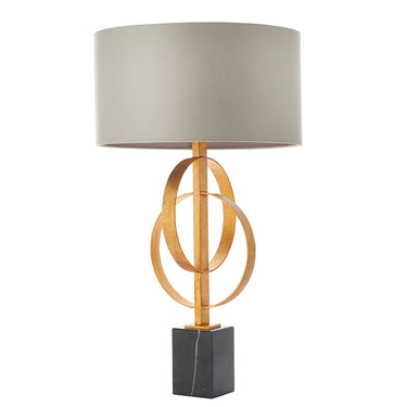 Cortez Table Lamp Antique Gold Leaf & Mink Satin Shade