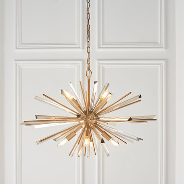 Harper 8 Light Glass Shard Pendant Antique Brass